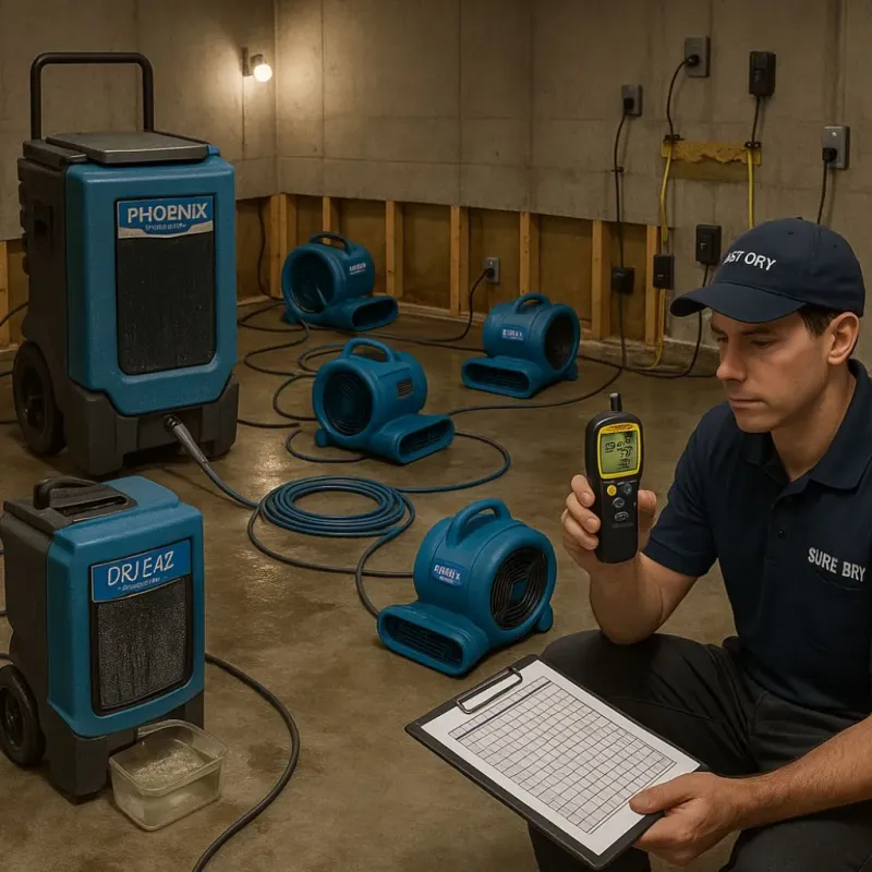Structural Drying and Dehumidification process in View Park-Windsor Hills, CA